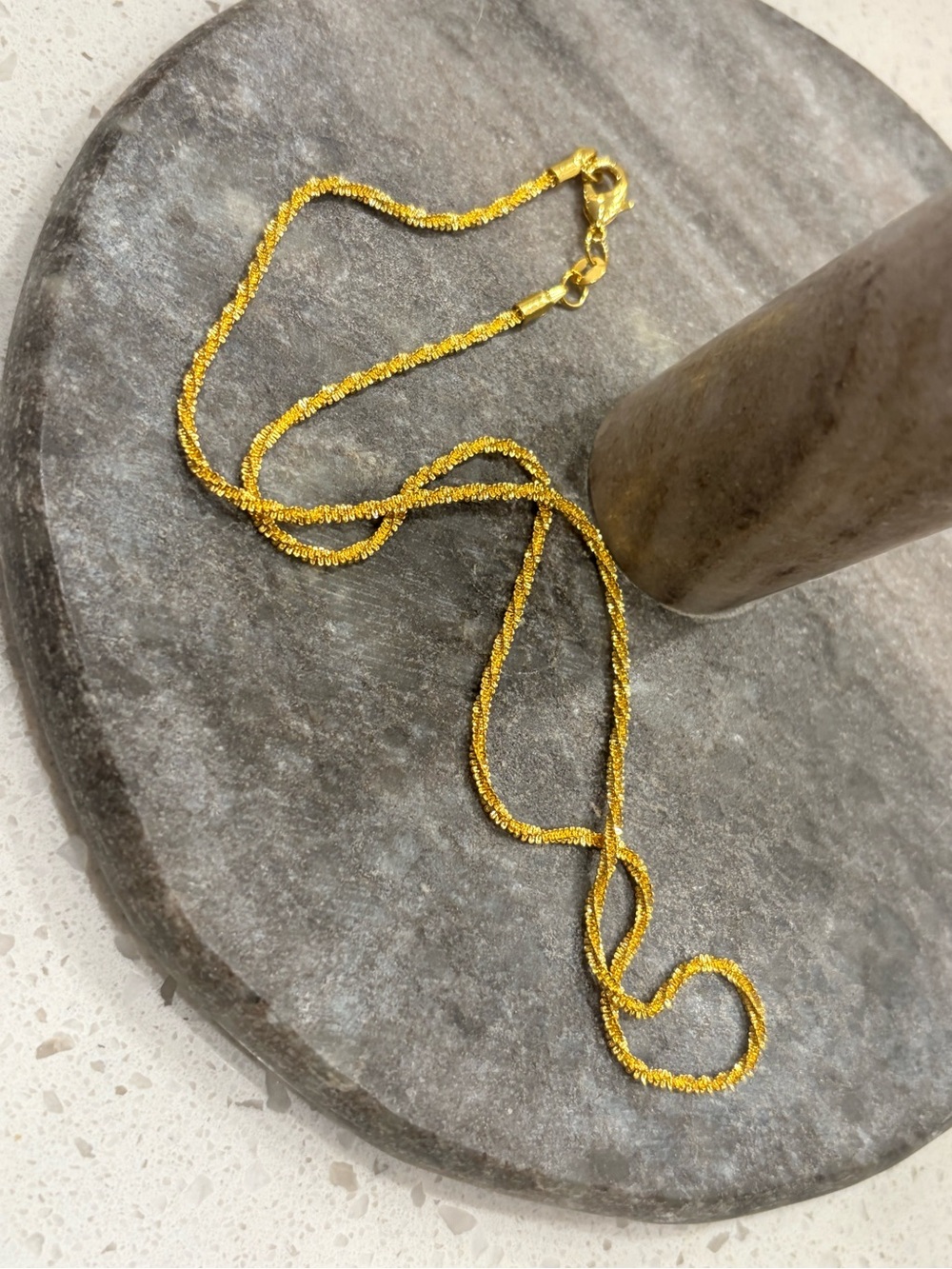 Gold Textured Rope Chain Necklace - Women's Jewelry